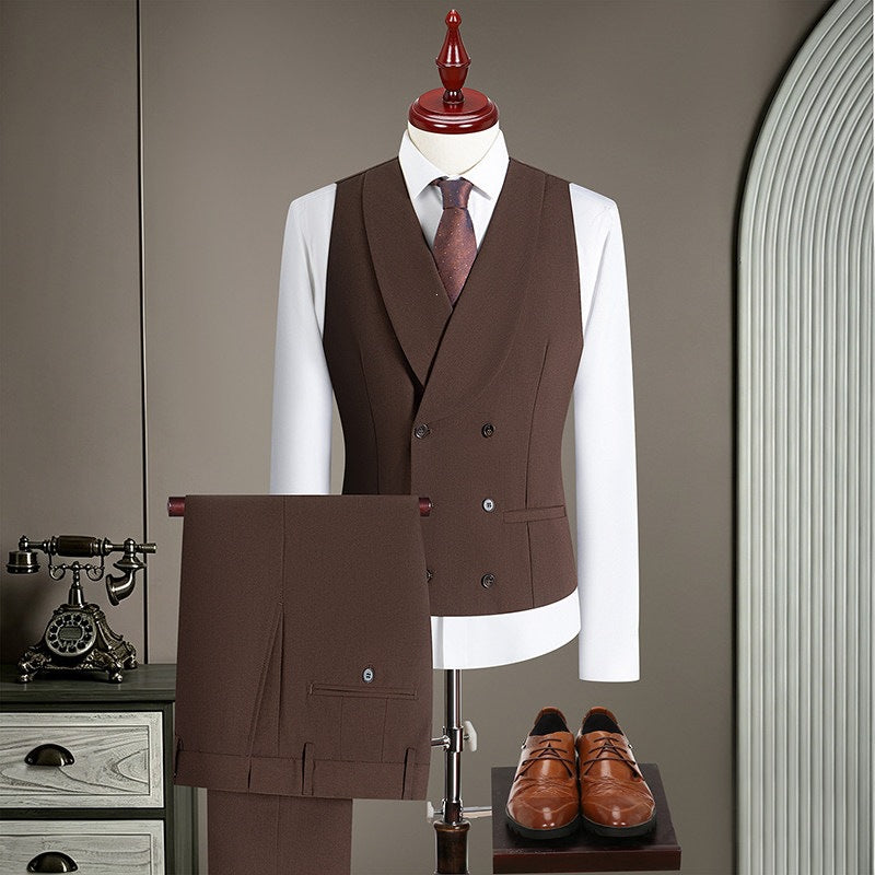 Men's double-breasted tailored vest with flat front suit pants Mune Fashion