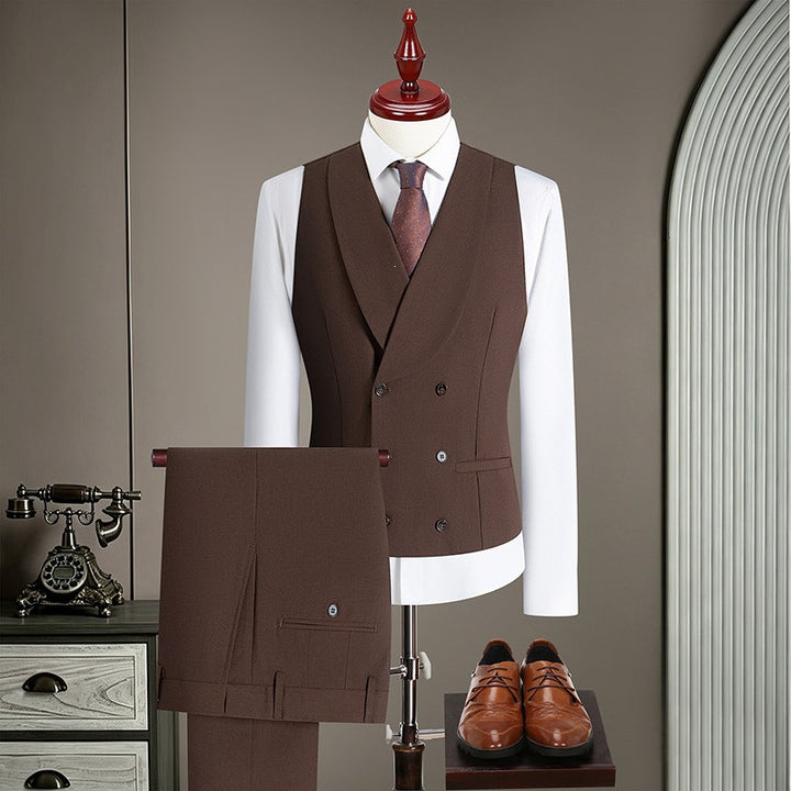 Men's double-breasted tailored vest with flat front suit pants Mune Fashion