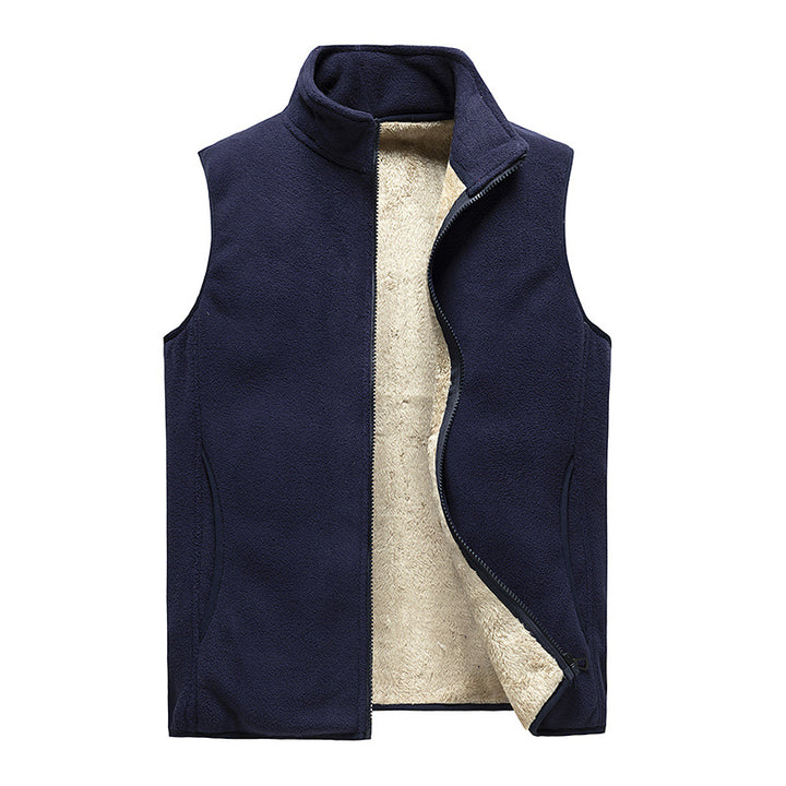 Men's Warm Fleece Thermal Vest with Dense Sherpa Lining and High Collar Mune Fashion