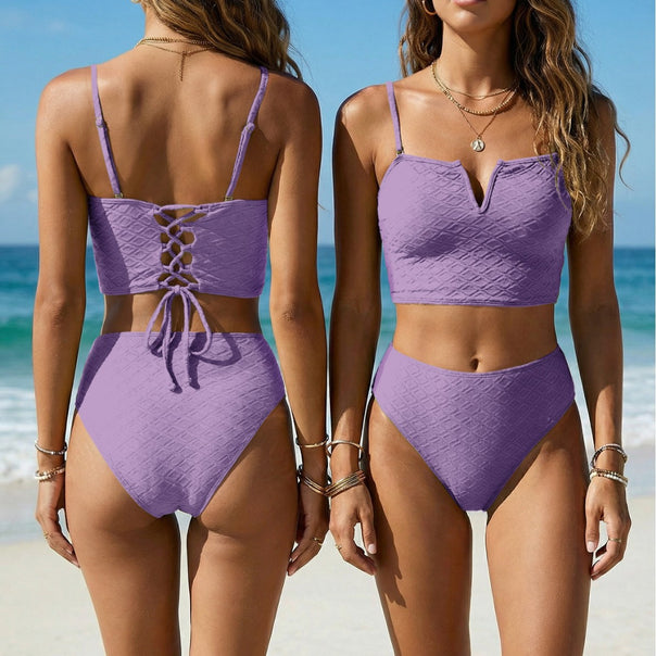 Women’s Sporty Bikini Set with High-Cut Bottom and Trendy Top Mune Fashion