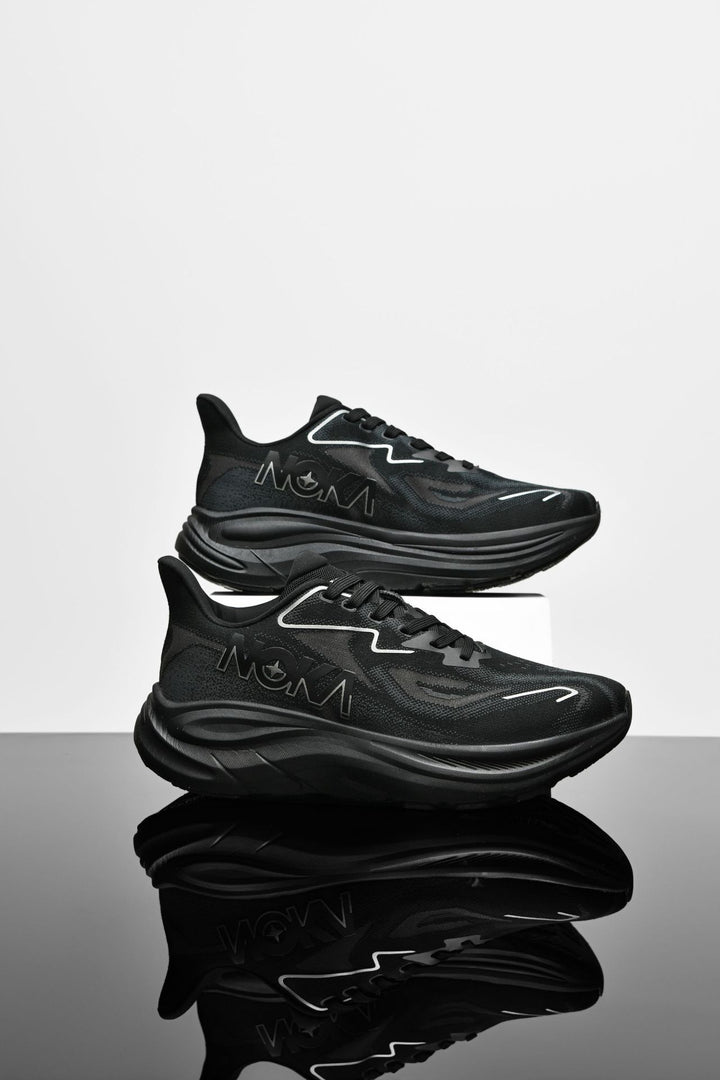 Unisex cushioned hollow core road running shoes with breathable knit upper and ergonomic platform midsole Mune Fashion