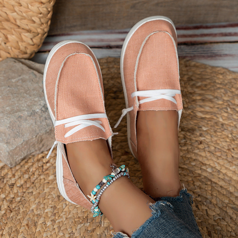 Women’s casual linen slip-ons with cushioned memory footbed and non-slip flexible sole Mune Fashion