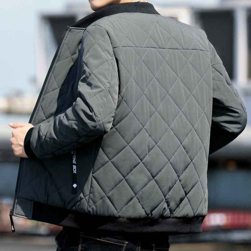Men's quilted bomber jacket with patterned lining and ribbed cuffs Mune Fashion