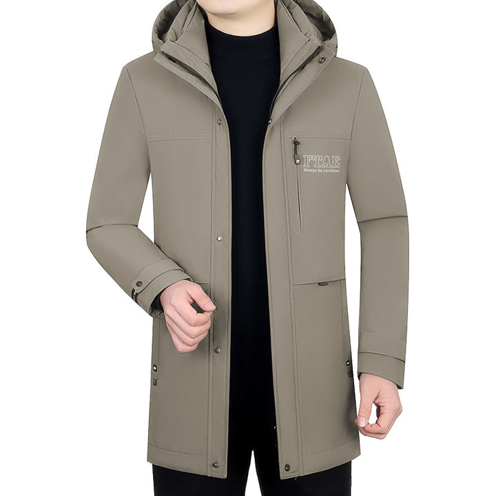 Men's modern water-repellent long parka with hood and lightweight thermal insulation Mune Fashion
