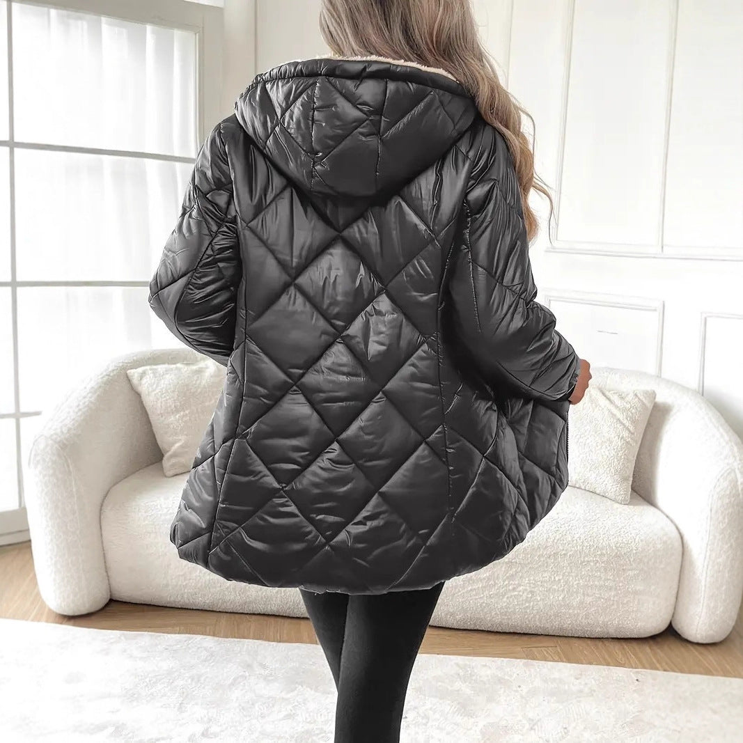 Women's quilted jacket with teddy lining and hood Mune Fashion
