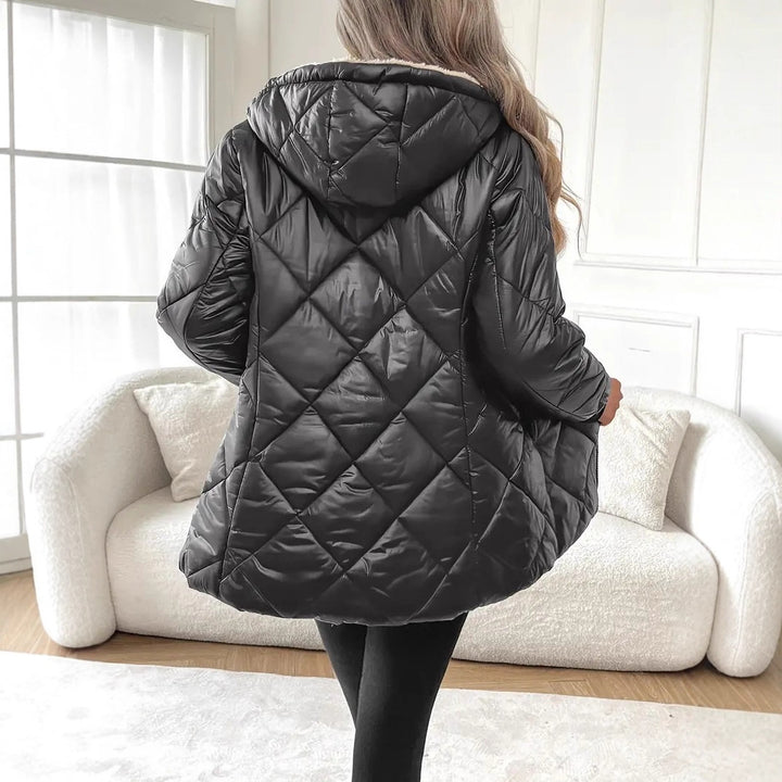 Women's quilted jacket with teddy lining and hood Mune Fashion