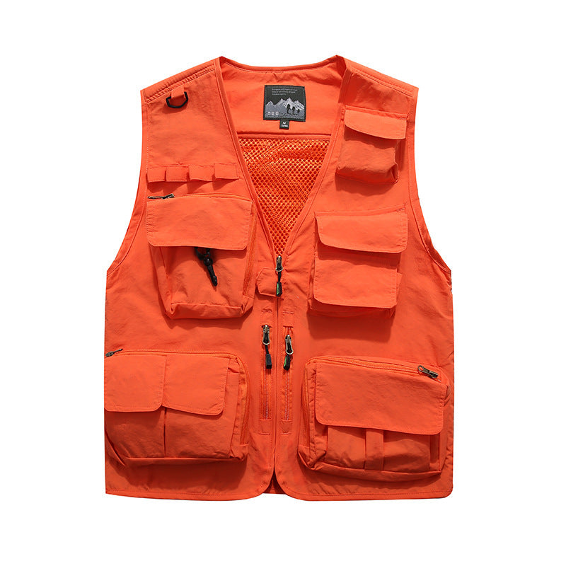 Men's Multifunctional Utility Vest with Multiple Pockets, Mesh Lining and Zipper Front Mune Fashion
