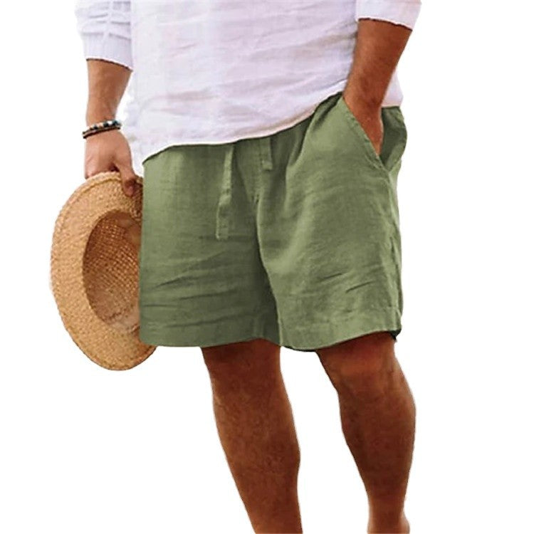 Men's airy linen shorts with elastic waistband and practical side pockets Mune Fashion