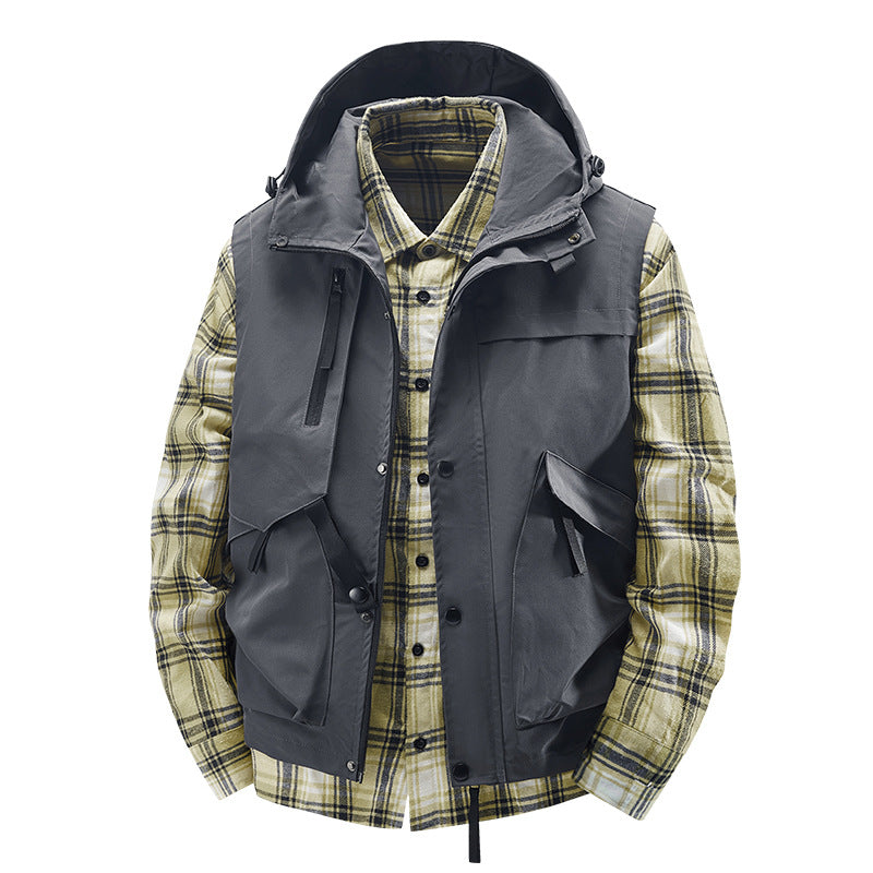 Men's utility vest with hood, water-repellent outer layer and multifunction pockets Mune Fashion