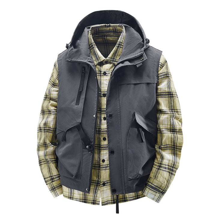 Men's utility vest with hood, water-repellent outer layer and multifunction pockets Mune Fashion