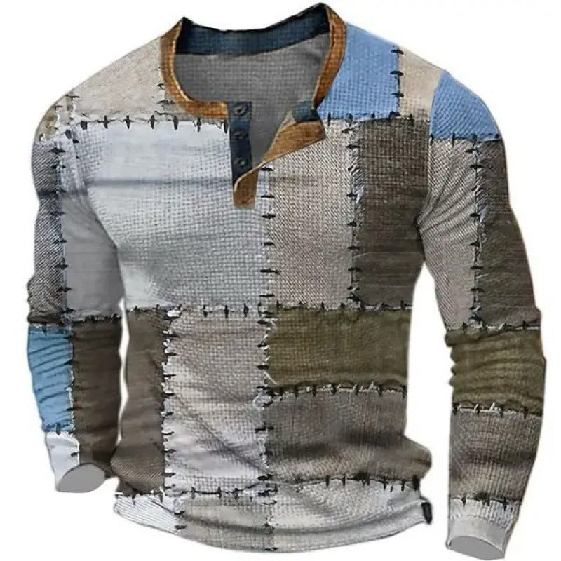 Men's sporty long-sleeve shirt with button placket Mune Fashion