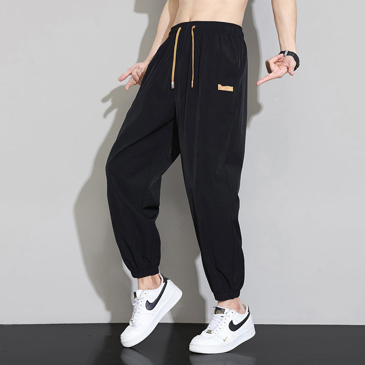 Men's Casual Leisure Pants with Elastic Waistband and Practical Pockets