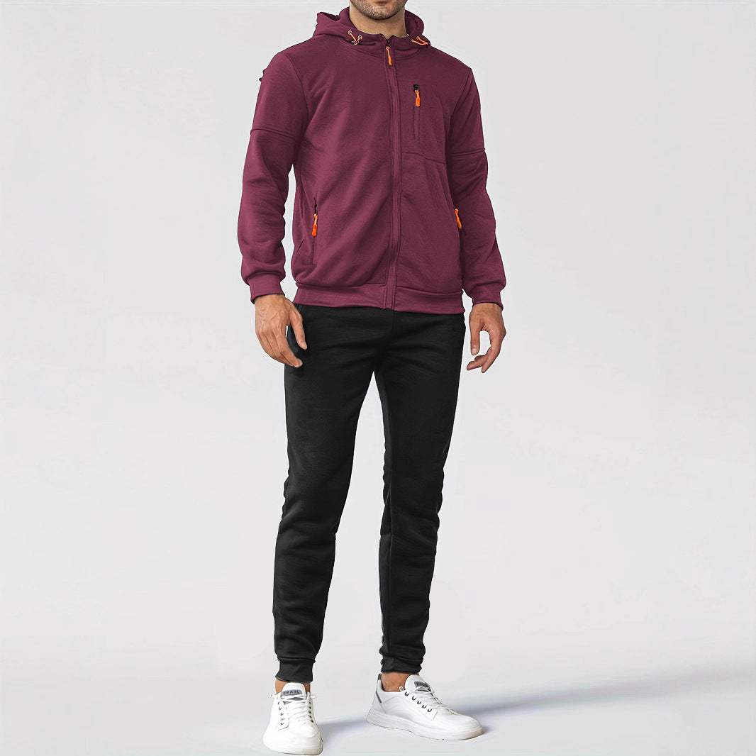 Men's nan technical hoodie jacket with full front zipper, chest pocket with zipper and elastic cuffs Mune Fashion