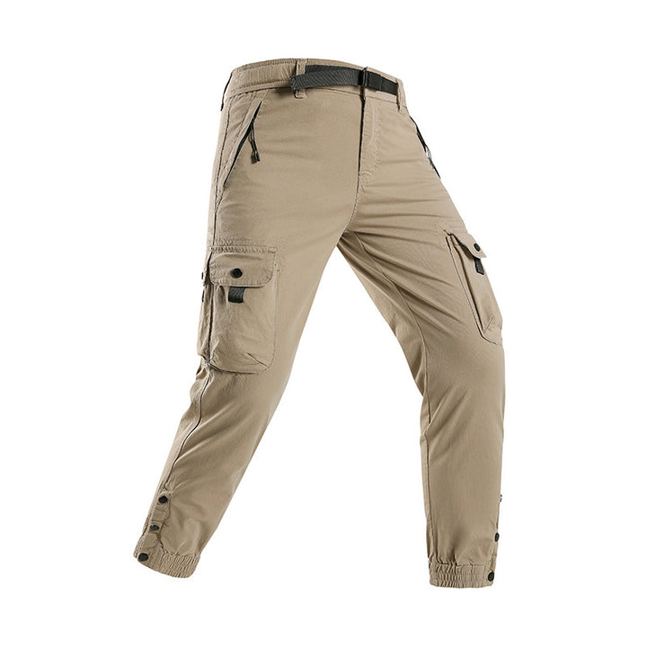 Men's technical utility cargo pants with integrated web belt, zippered pockets, and adjustable leg cuffs Mune Fashion