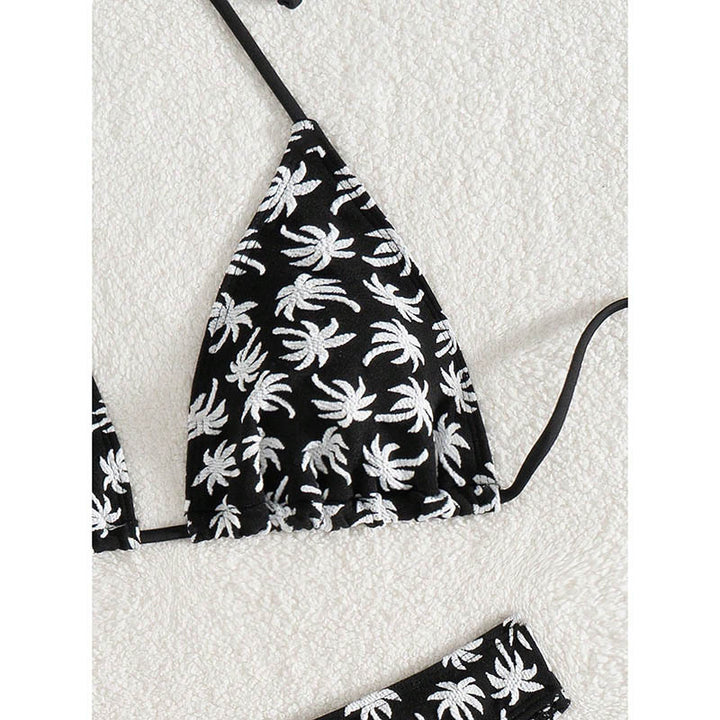 Women's Triangle Bikini with Creative Leaf Pattern Mune Fashion