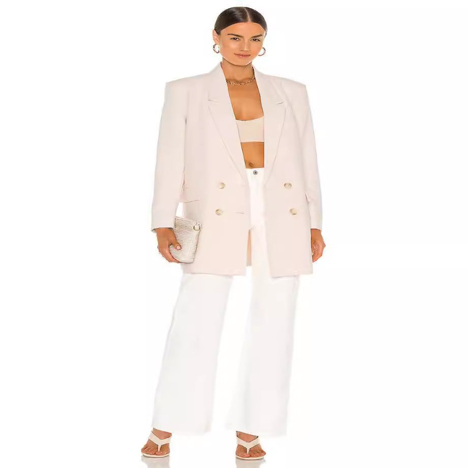 Women's Longline Oversized Blazer in Double-Breasted Tailoring with Extended Cut Mune Fashion