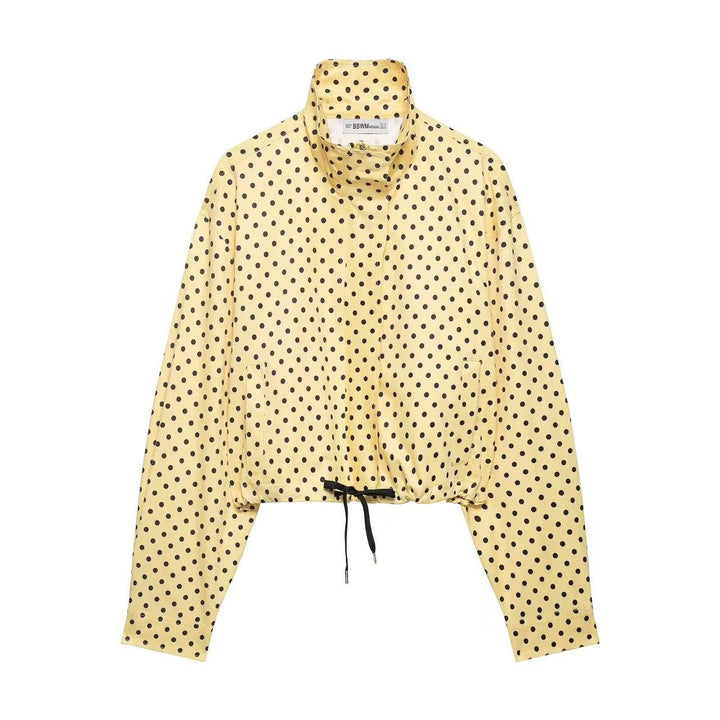Ladies short-cut rain jacket with polka dot pattern and adjustable drawstring Mune Fashion