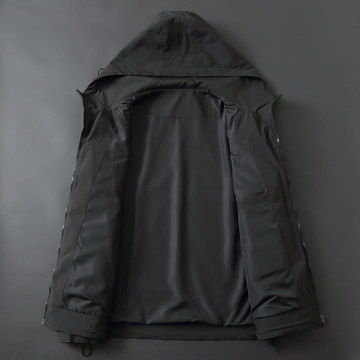 Men's Lightweight Water-Repellent Softshell Jacket with Hood, Adjustable Cuffs and Zipper Pockets Mune Fashion