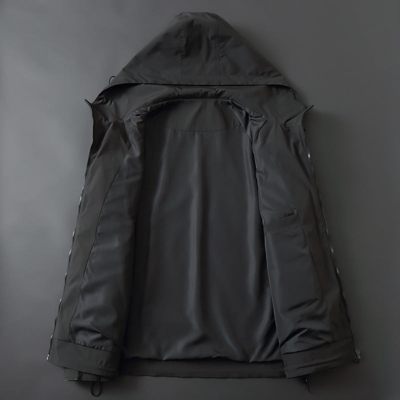 Men's Lightweight Water-Repellent Softshell Outdoor Jacket with Hood, Sealed Seams and Zipper Pockets Mune Fashion
