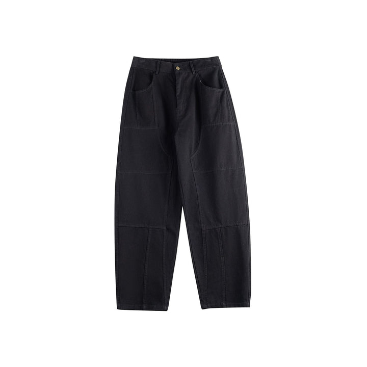 Women's Relaxed-Fit Workwear Pants with High Waist and Patch Pockets Mune Fashion