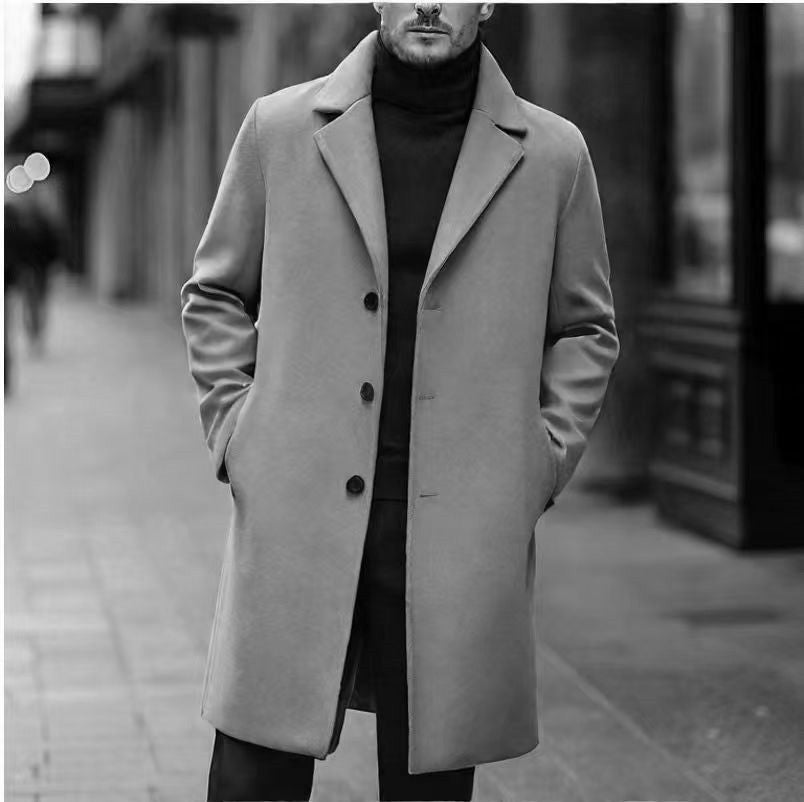 Men's elegant wool blend coat with lapel collar and straight cut Mune Fashion