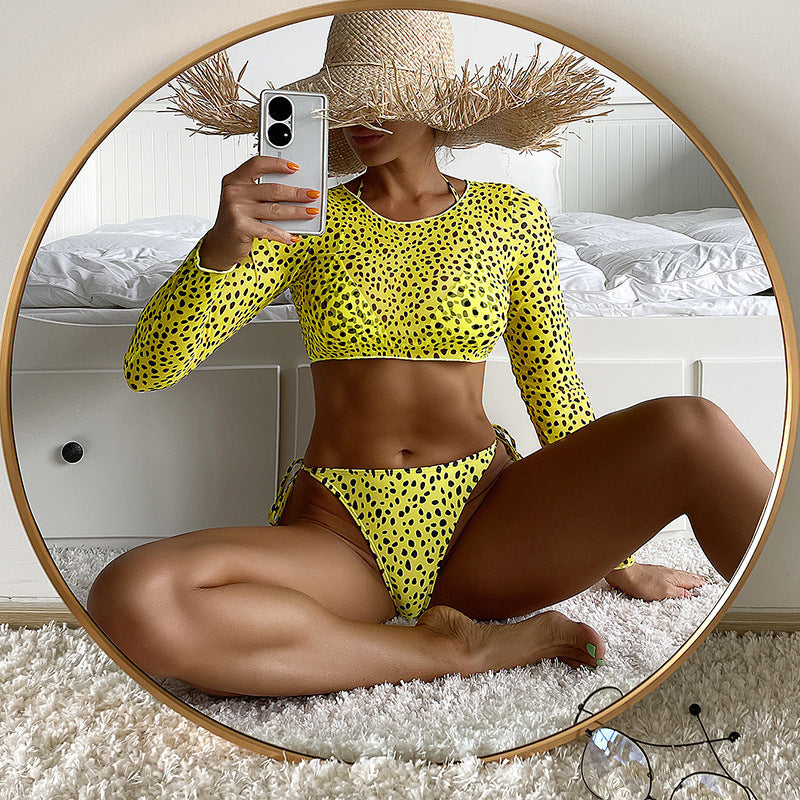 Women's Bikini Set with Long Sleeve and Adjustable Straps Mune Fashion