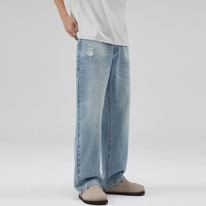 Men's extra wide denim pants with relaxed fit and floor-length hem Mune Fashion