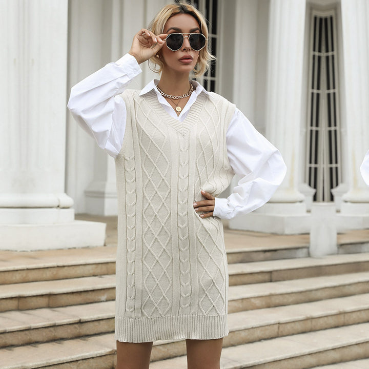 Women Casual Knit Sweater Dress Mune Fashion