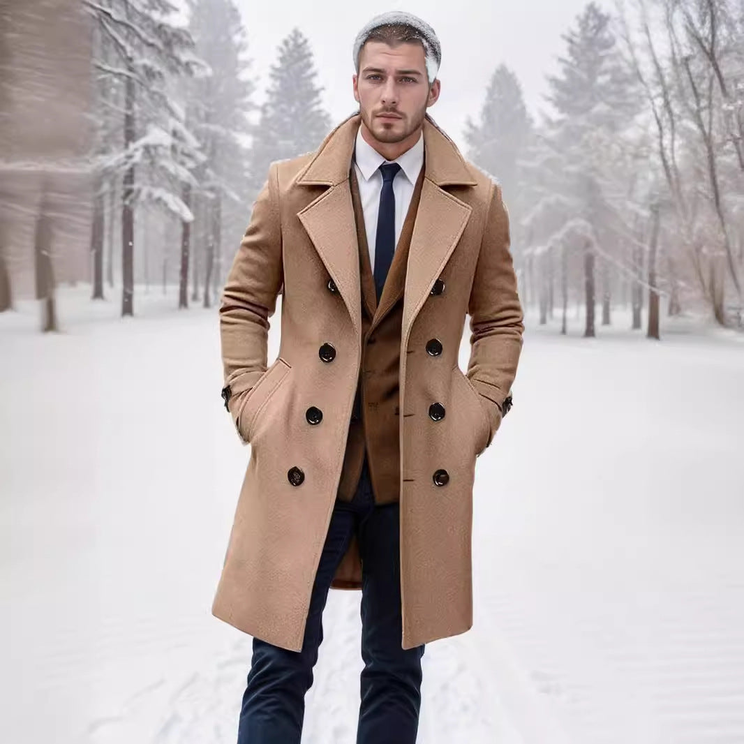Men's double-breasted wool coat with wide lapels and fitted silhouette Mune Fashion