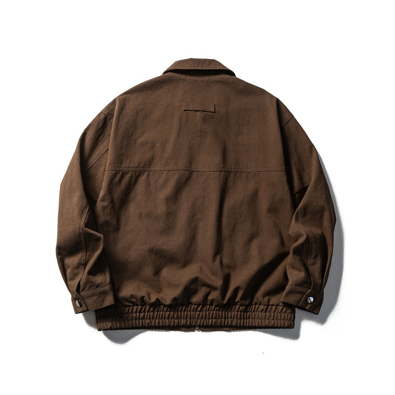 Men's Oversized Work Jacket with Full Zip, Chest Zip and Elastic Hem Band Mune Fashion