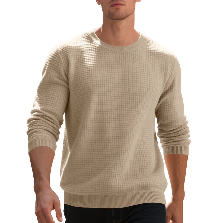 Men's structured knit sweater with waffle texture and round neck Mune Fashion