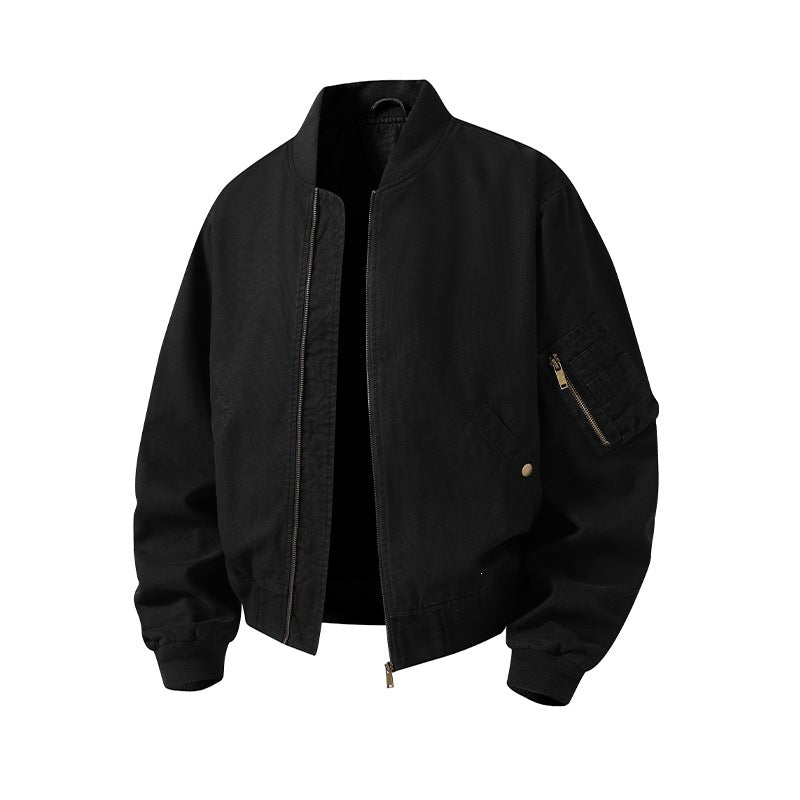 [Men] Oversized bomber jacket in utility look with arm pocket, ribbed cuffs & two-way zipper Mune Fashion