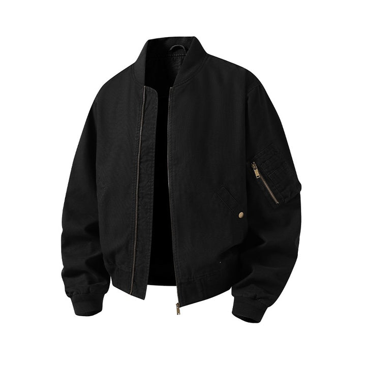[Men] Oversized bomber jacket in utility look with arm pocket, ribbed cuffs & two-way zipper Mune Fashion