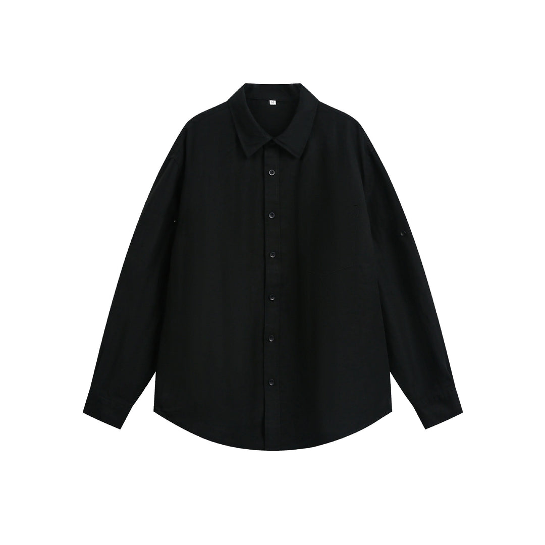 Unisex Oversize shirt jacket made of lightweight linen blend with Kent collar and patch chest pocket Mune Fashion