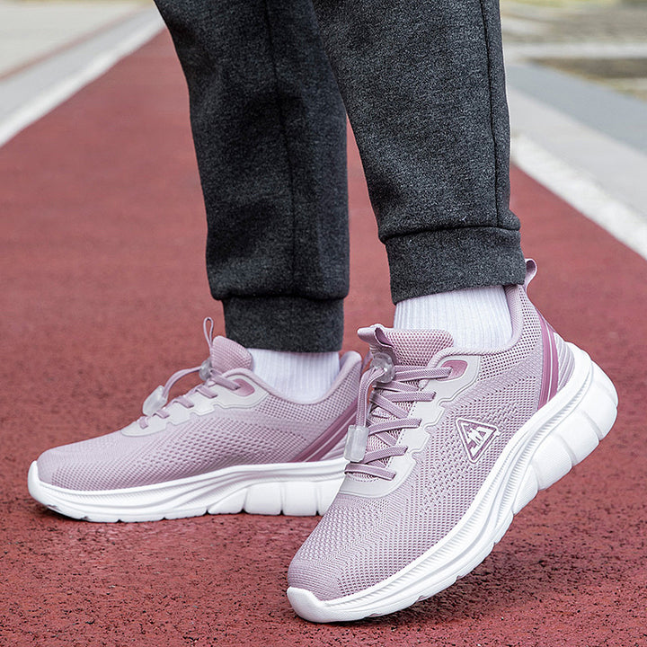 Women's lightweight breathable knitted walking sneakers with quick-lacing system and ergonomic EVA cushioning Mune Fashion