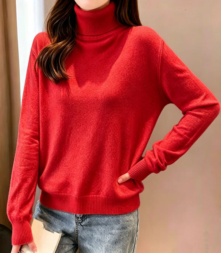 Women's turtleneck sweater with dropped fit and ribbed cuffs Mune Fashion