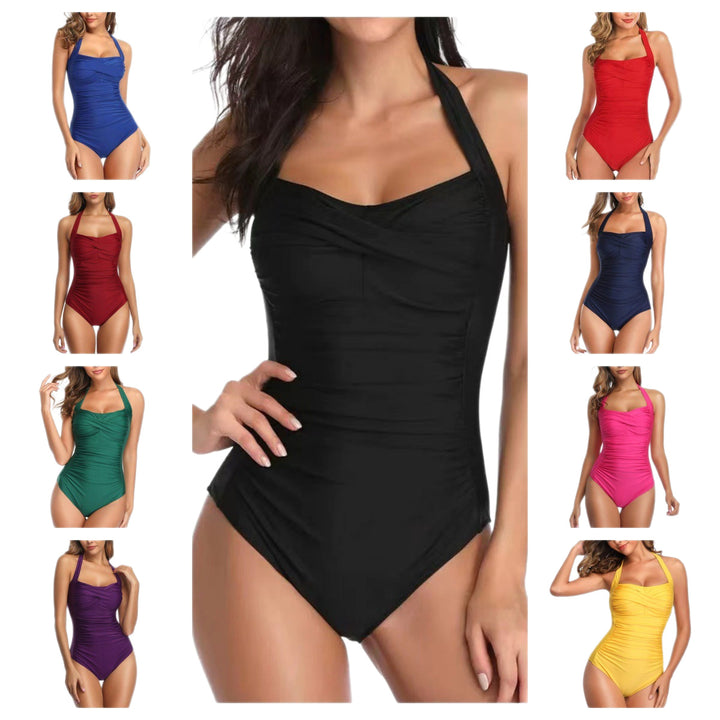 Women's One-piece Swimsuit with Fashionable Gather Mune Fashion