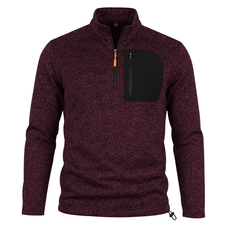 Men's Outdoor Fleece Pullover with Half Zip and Chest Pocket Mune Fashion