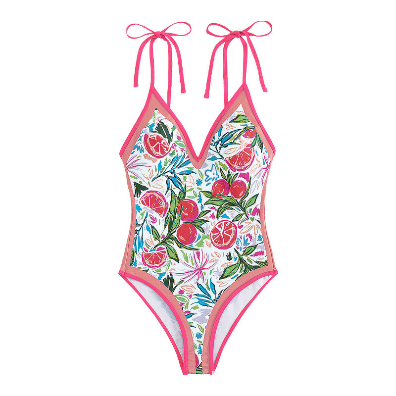 Women's One-Piece Swimsuit with Fruity Design and Adjustable Straps Mune Fashion