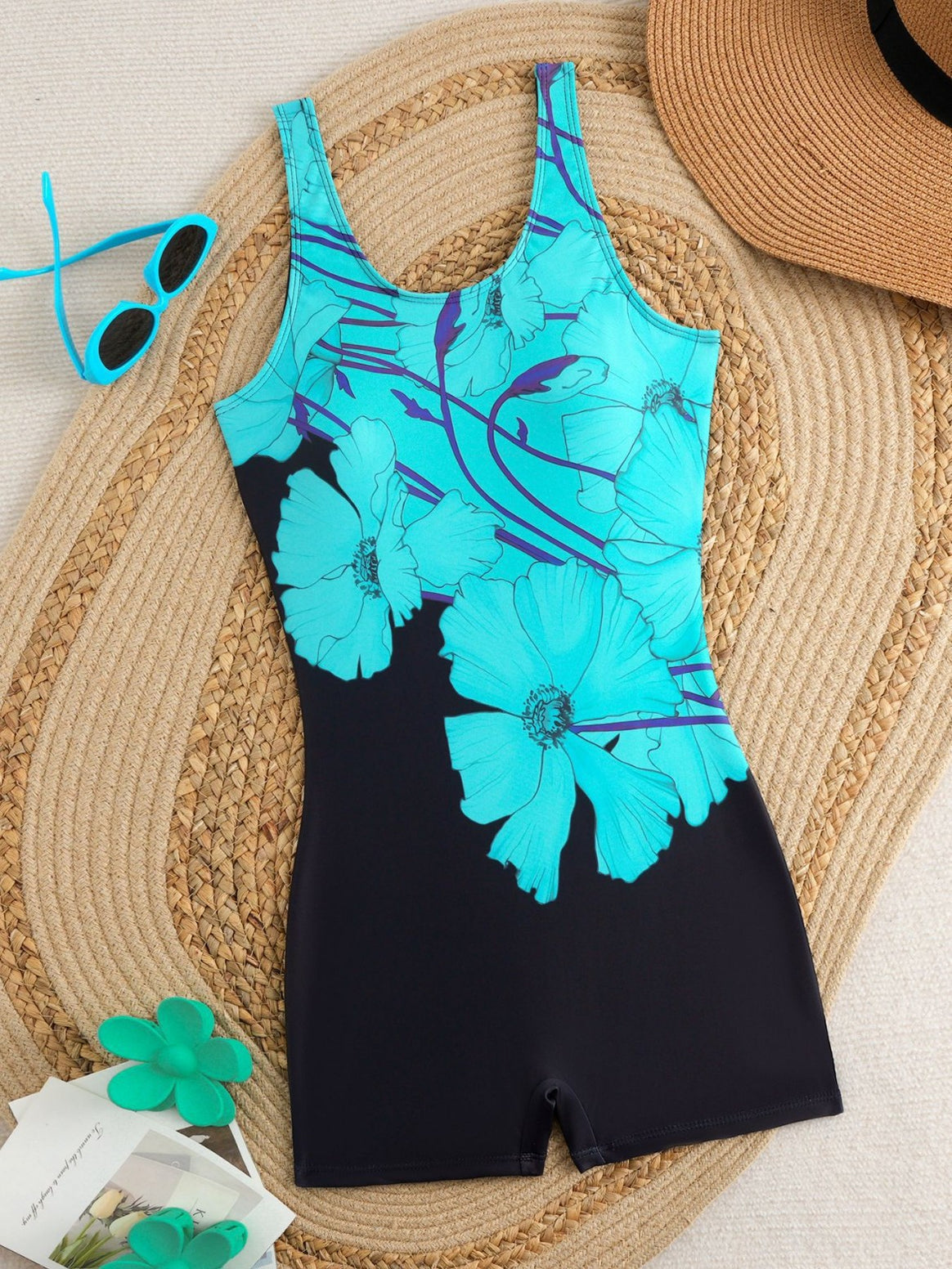 Women's One-Piece Swimsuit with Sporty Design and Colorful Graphic Pattern Mune Fashion