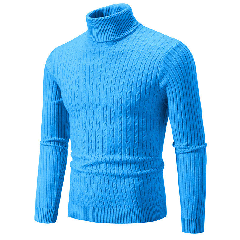 Men's turtleneck sweater with cable knit and slim fit Mune Fashion