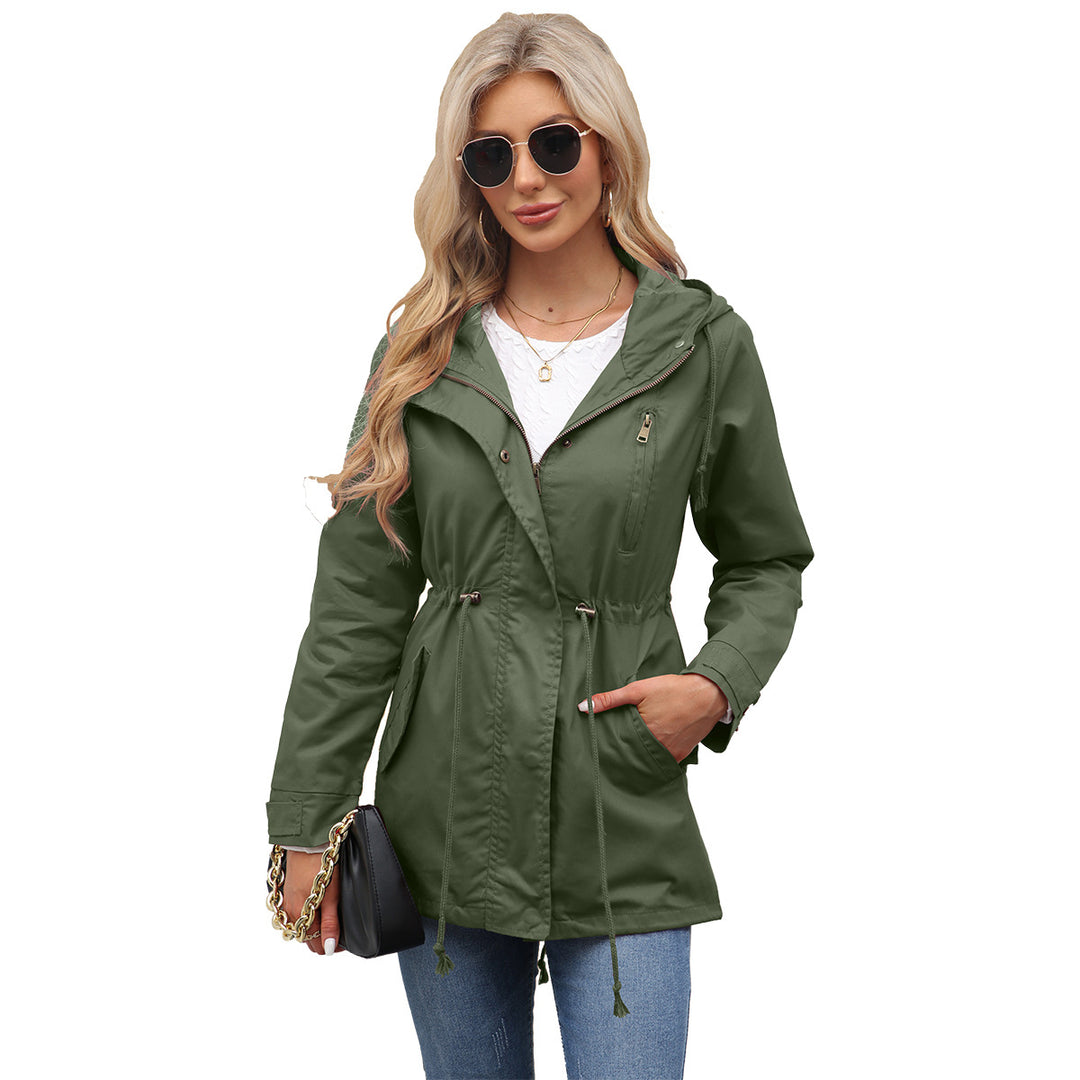 Women's slightly tailored light parka with hood drawstring and two-way zipper Mune Fashion