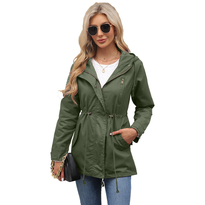Women's slightly tailored light parka with hood drawstring and two-way zipper Mune Fashion