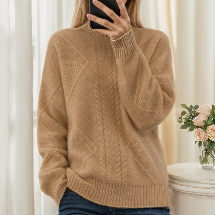 Women's structured oversized knit sweater with stand-up collar and ribbed cuffs Mune Fashion