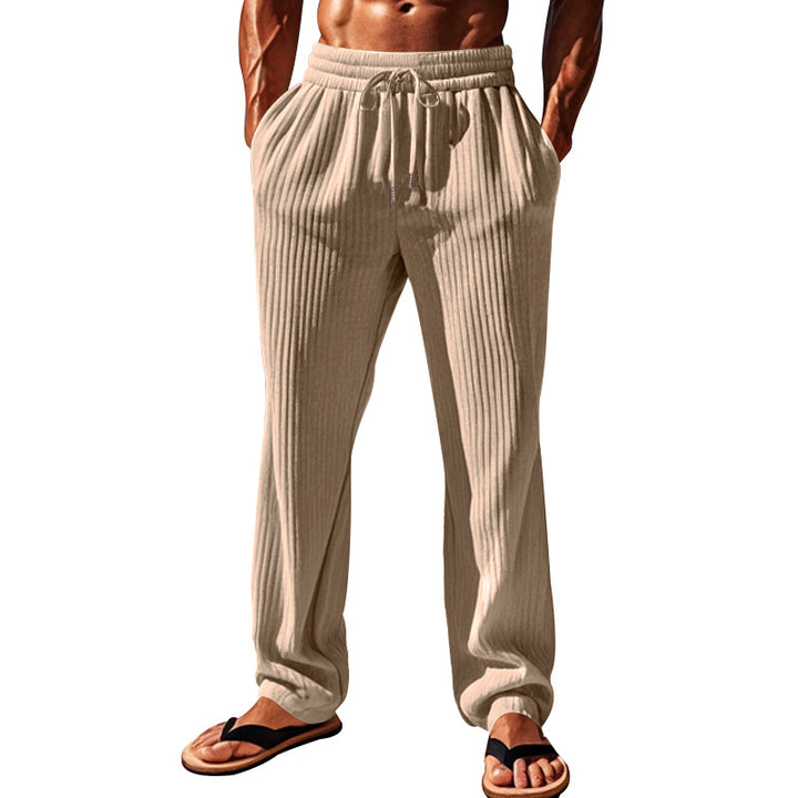 Men's ribbed comfort lounge pants with straight cut drawstring waist and deep side pockets Mune Fashion