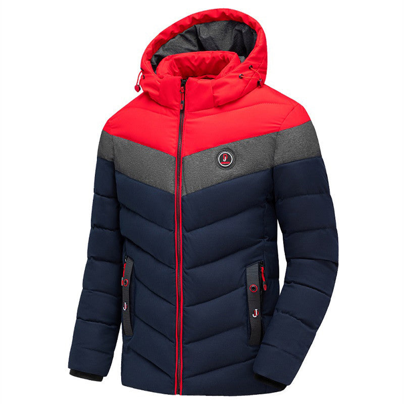 Men's padded jacket with hood, chevron quilting and weatherproof thermal insulation Mune Fashion