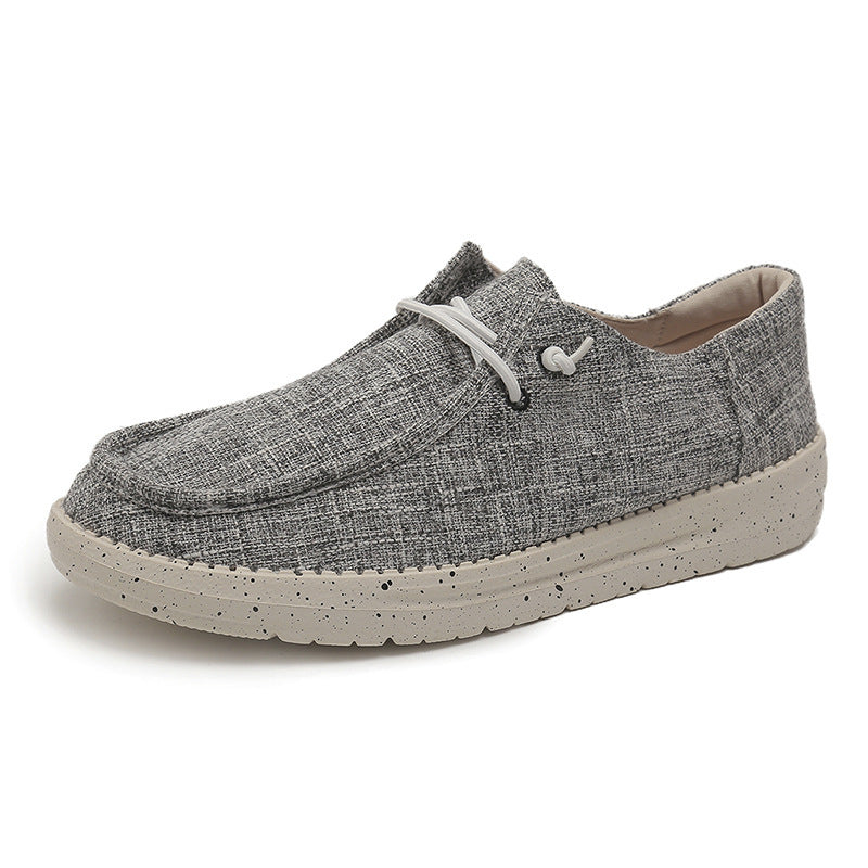 Men's Casual Canvas Moccasin Slipper with Braided Lacing and Spotted EVA Sole Mune Fashion