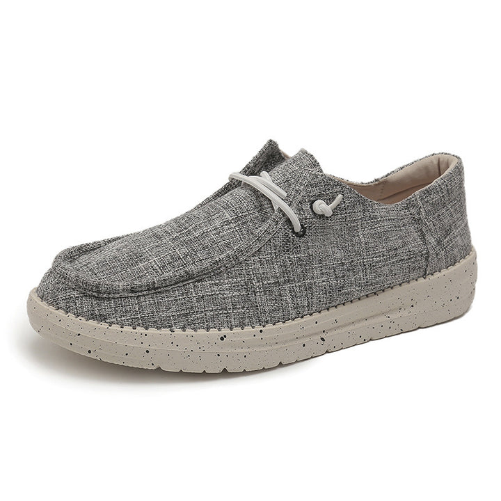 Men's Casual Canvas Moccasin Slipper with Braided Lacing and Spotted EVA Sole Mune Fashion