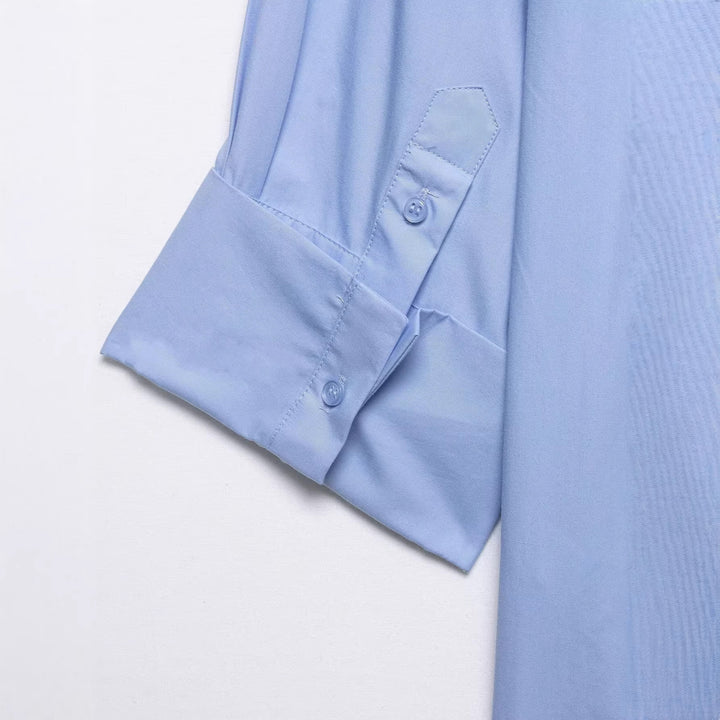 Women's Oversized Shirt Blouse with Epaulettes and Patch Chest Pockets Mune Fashion