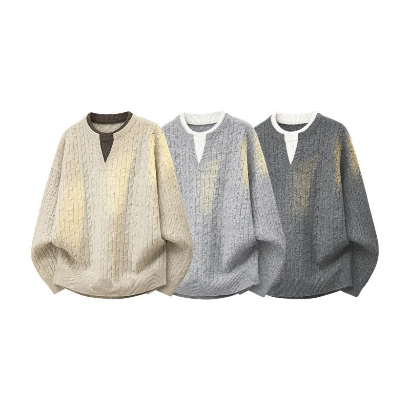 Women Oversize Cable Knit Sweater with High Roll Neck and Button Placket Mune Fashion